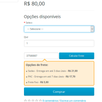 Consulta Fretes na Página do Produto
